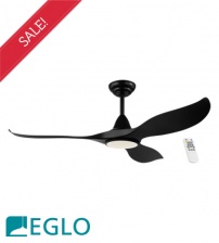 Eglo Noosa DC Motor 3 ABS Blade 52” Ceiling Fan with Dimmable Tricolour LED Light & Remote Control - Black